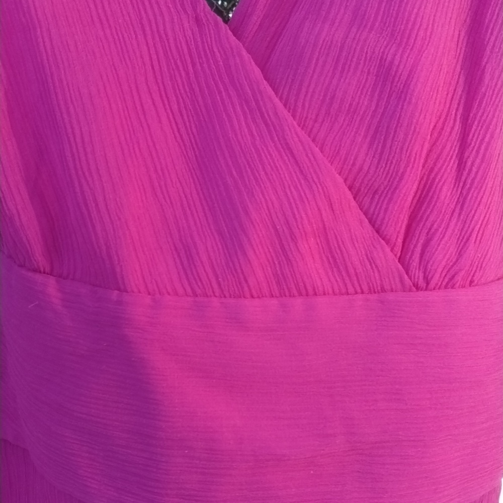 NWT J. Crew 100 % silk Chiffon Magenta Sleeveless Empire Waist Dress Size 8 - Picture 5 of 14